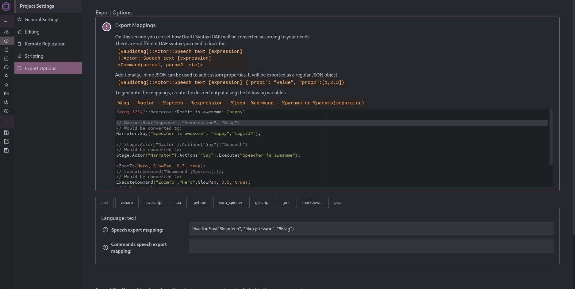 Custom Export Preview