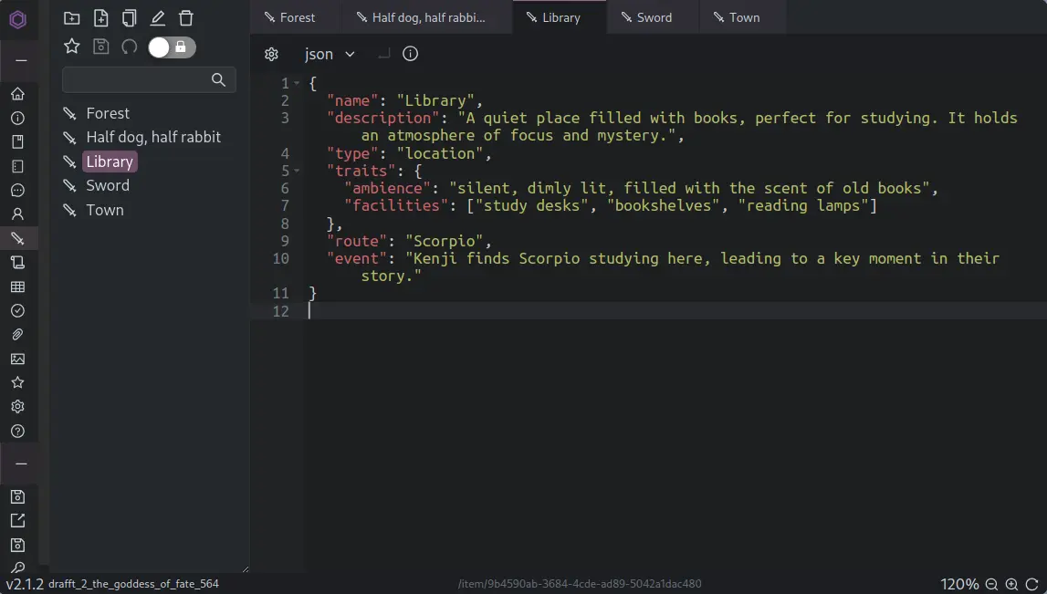 Items Editor interface